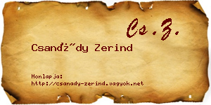 Csanády Zerind névjegykártya